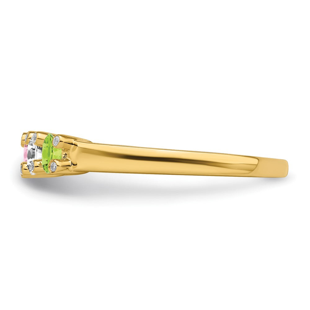 14K Family Jewelry Synthetic Stone & Diamond Set Ring
