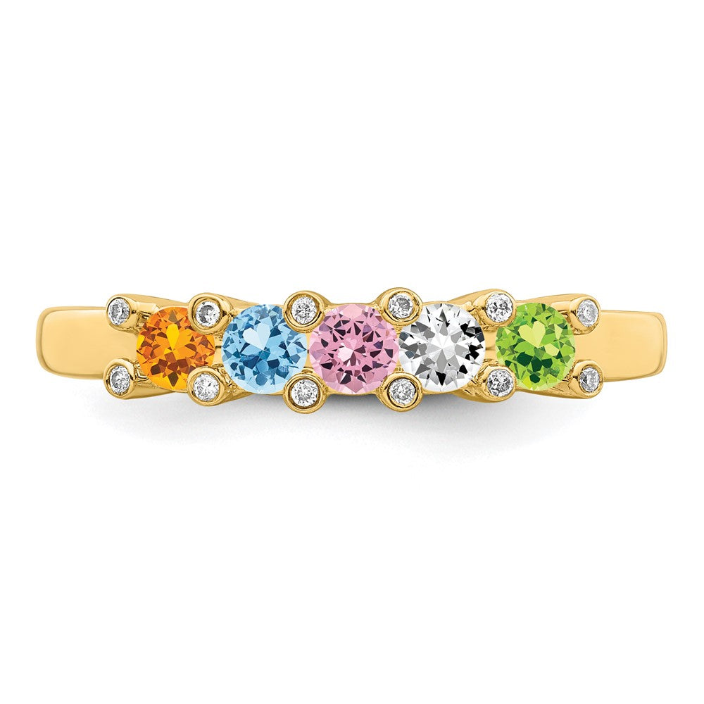 14K Family Jewelry Genuine Stone & Diamond Set Ring