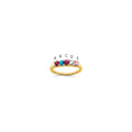 14K Family Jewelry Synthetic Stone & Diamond Set Ring