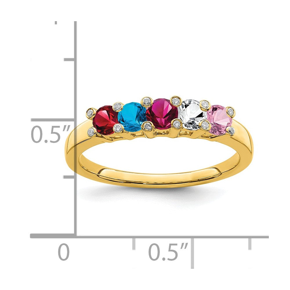 14K Family Jewelry Synthetic Stone & Diamond Set Ring