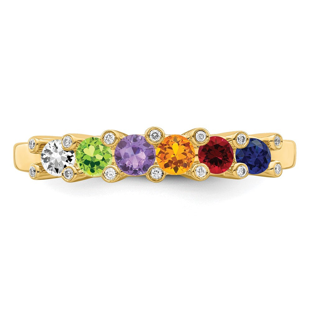 14K Family Jewelry Synthetic Stone & Diamond Set Ring