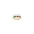 14K Family Jewelry Synthetic Stone & Diamond Set Ring