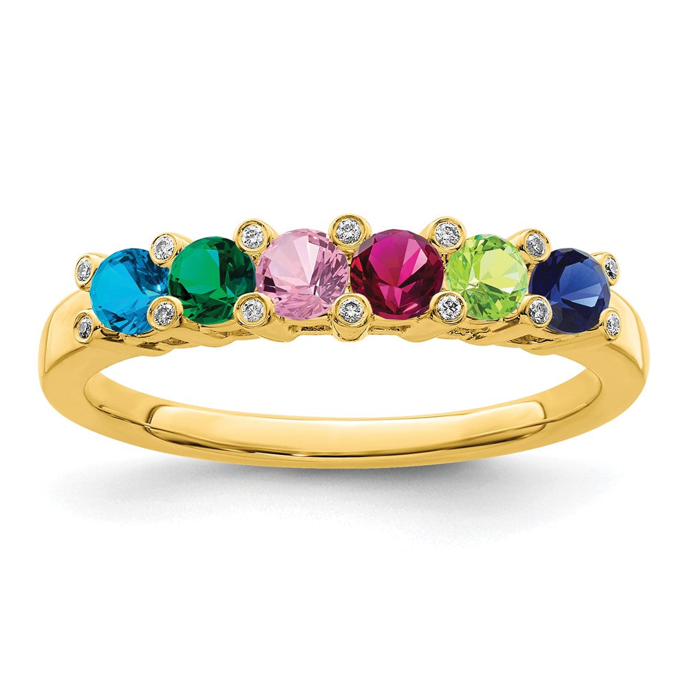 14K Family Jewelry Genuine Stone & Diamond Set Ring