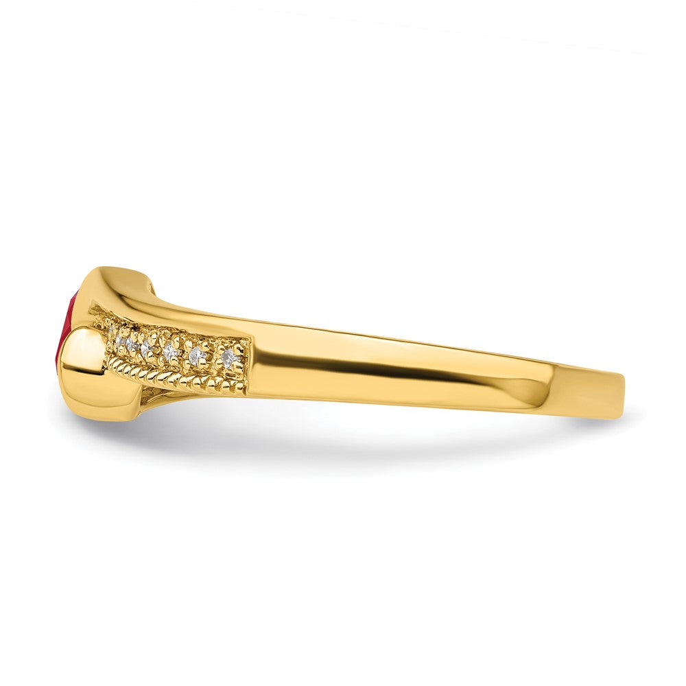 14K Family Jewelry Synthetic Stone & Diamond Set Ring
