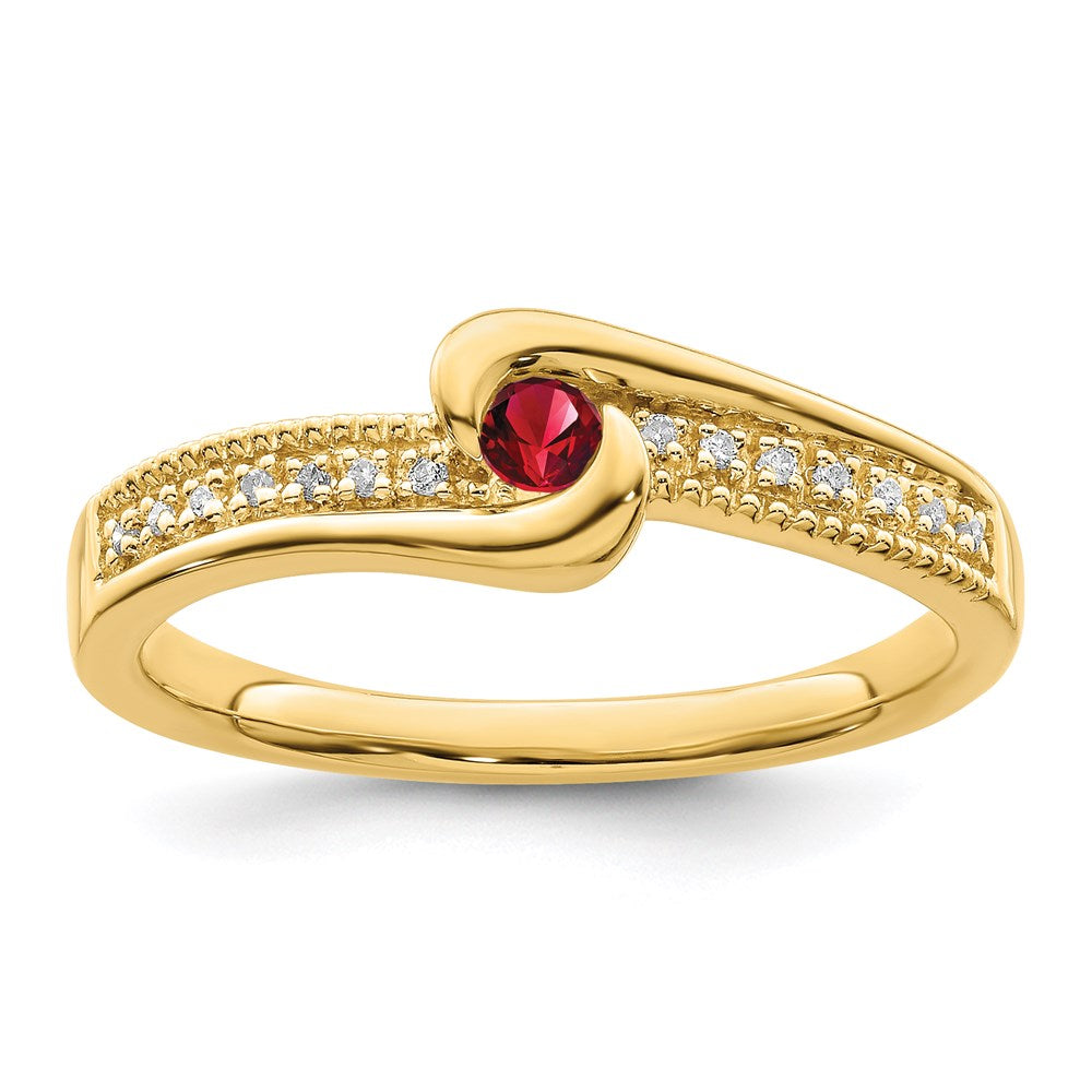 14K Family Jewelry Genuine Stone & Diamond Set Ring