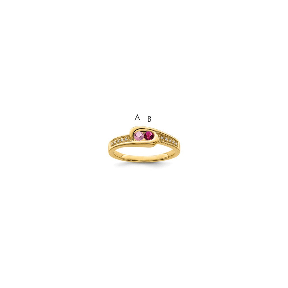 14K Family Jewelry Genuine Stone & Diamond Set Ring