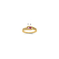 14K Family Jewelry Synthetic Stone & Diamond Set Ring
