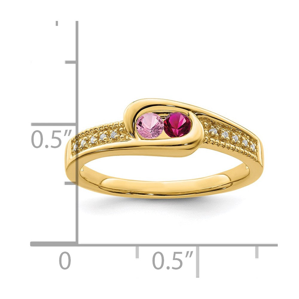 14K Family Jewelry Genuine Stone & Diamond Set Ring