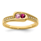 14K Family Jewelry Synthetic Stone & Diamond Set Ring