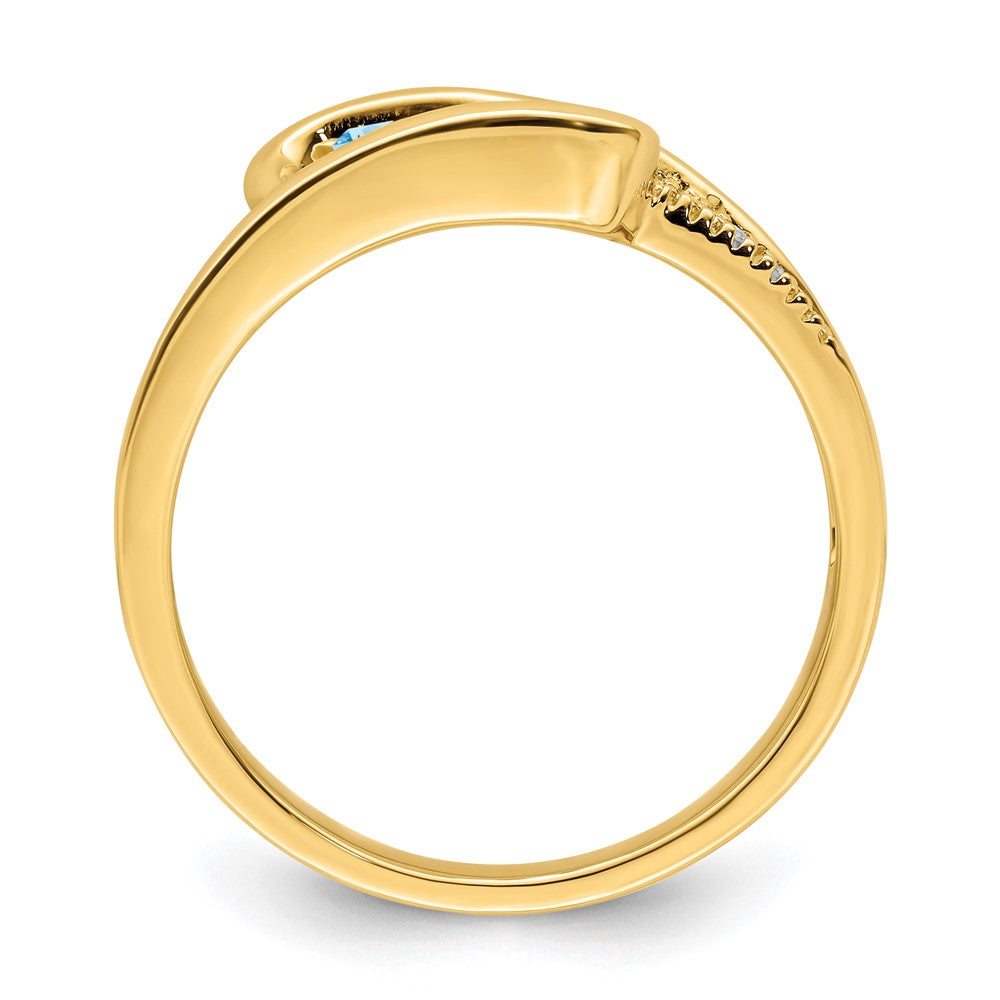 14K Family Jewelry Synthetic Stone & Diamond Set Ring