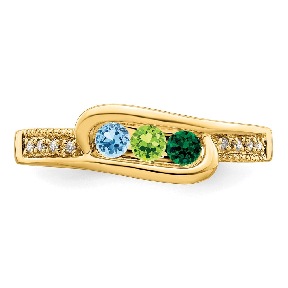 14K Family Jewelry Synthetic Stone & Diamond Set Ring