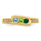 14K Family Jewelry Synthetic Stone & Diamond Set Ring