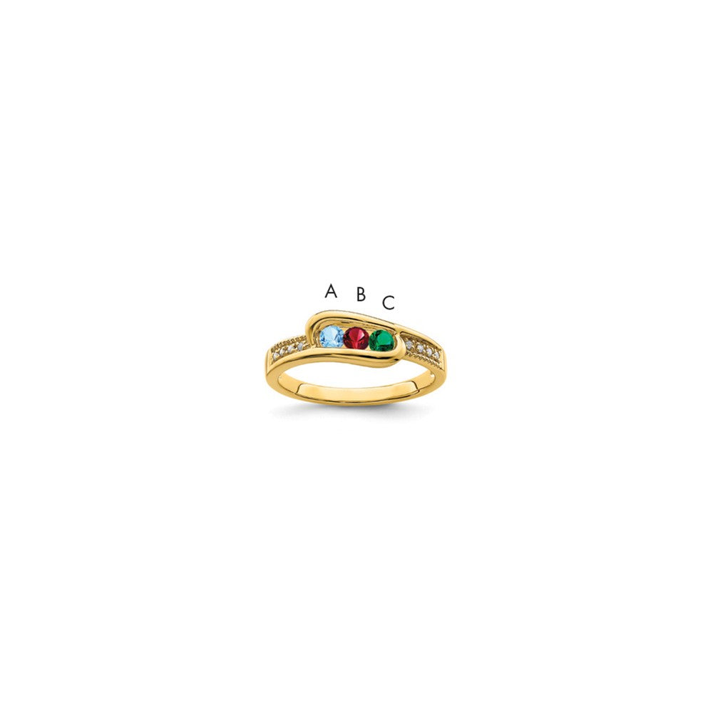 14K Family Jewelry Synthetic Stone & Diamond Set Ring