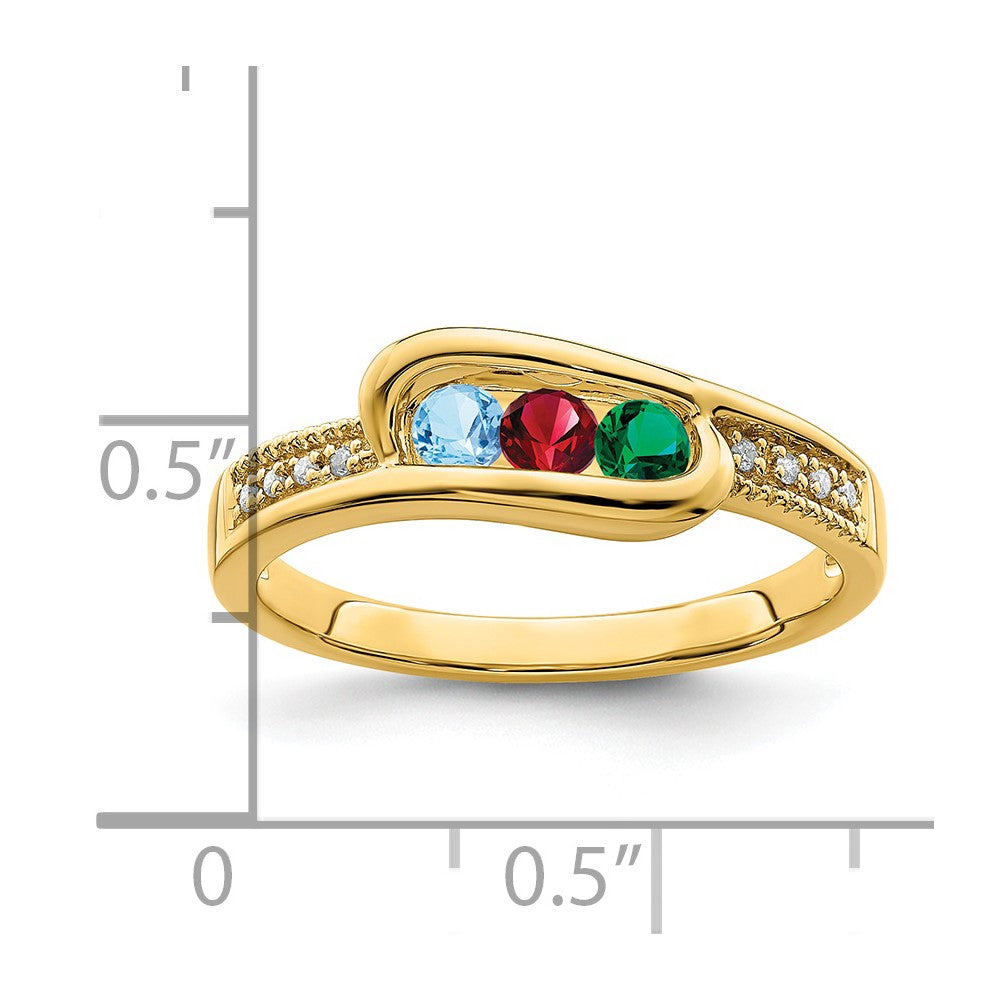 14K Family Jewelry Synthetic Stone & Diamond Set Ring