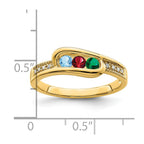 14K Family Jewelry Synthetic Stone & Diamond Set Ring