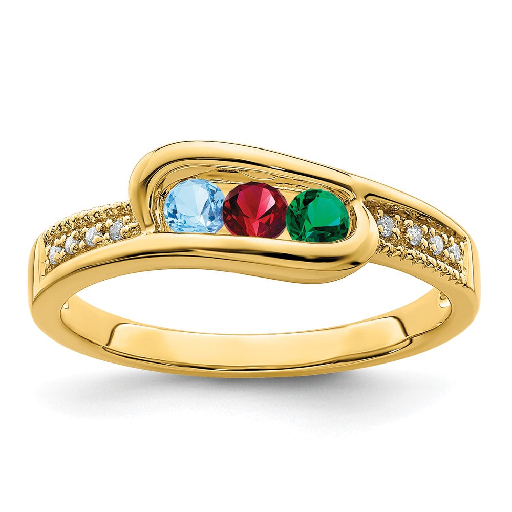 14K Family Jewelry Genuine Stone & Diamond Set Ring