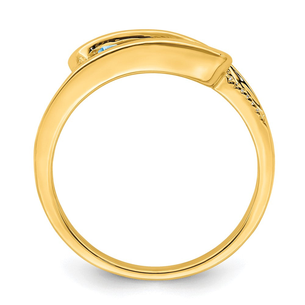 14K Family Jewelry Synthetic Stone & Diamond Set Ring