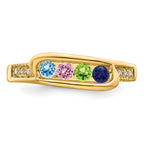 14K Family Jewelry Genuine Stone & Diamond Set Ring