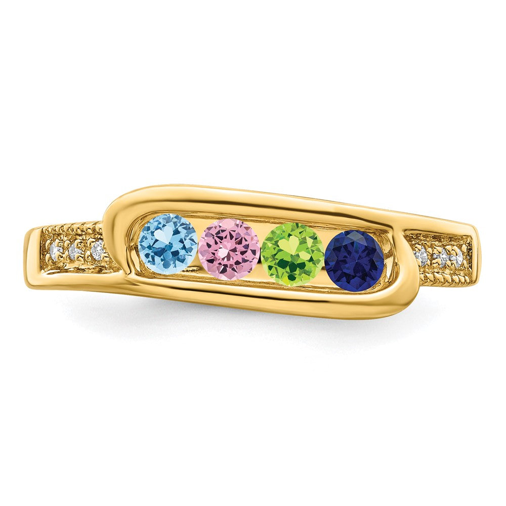 14K Family Jewelry Genuine Stone & Diamond Set Ring