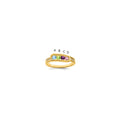 14K Family Jewelry Synthetic Stone & Diamond Set Ring