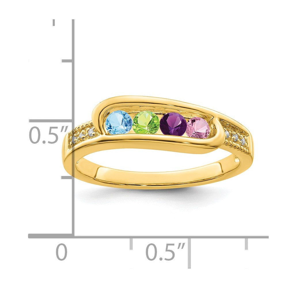 14K Family Jewelry Genuine Stone & Diamond Set Ring