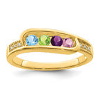 14K Family Jewelry Synthetic Stone & Diamond Set Ring