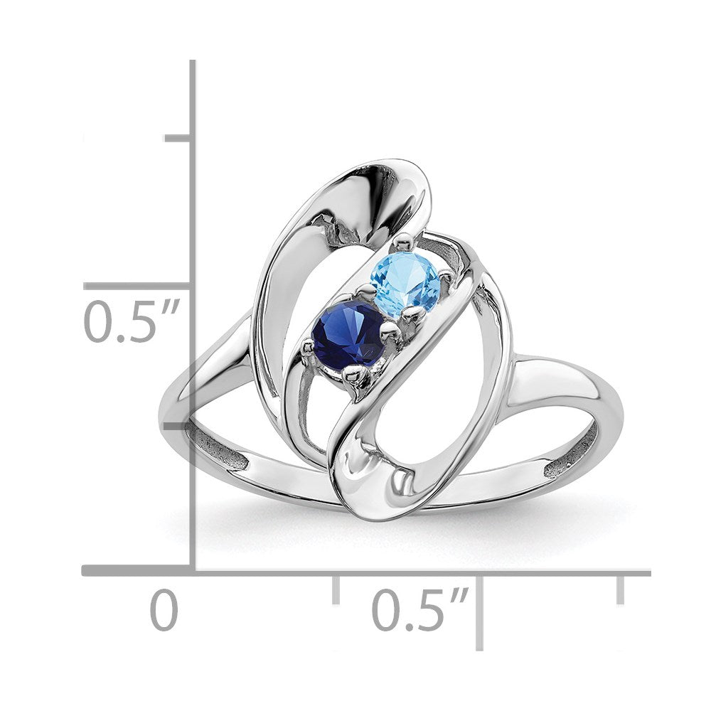 14k White Gold Synthetic Family Jewelry Ring