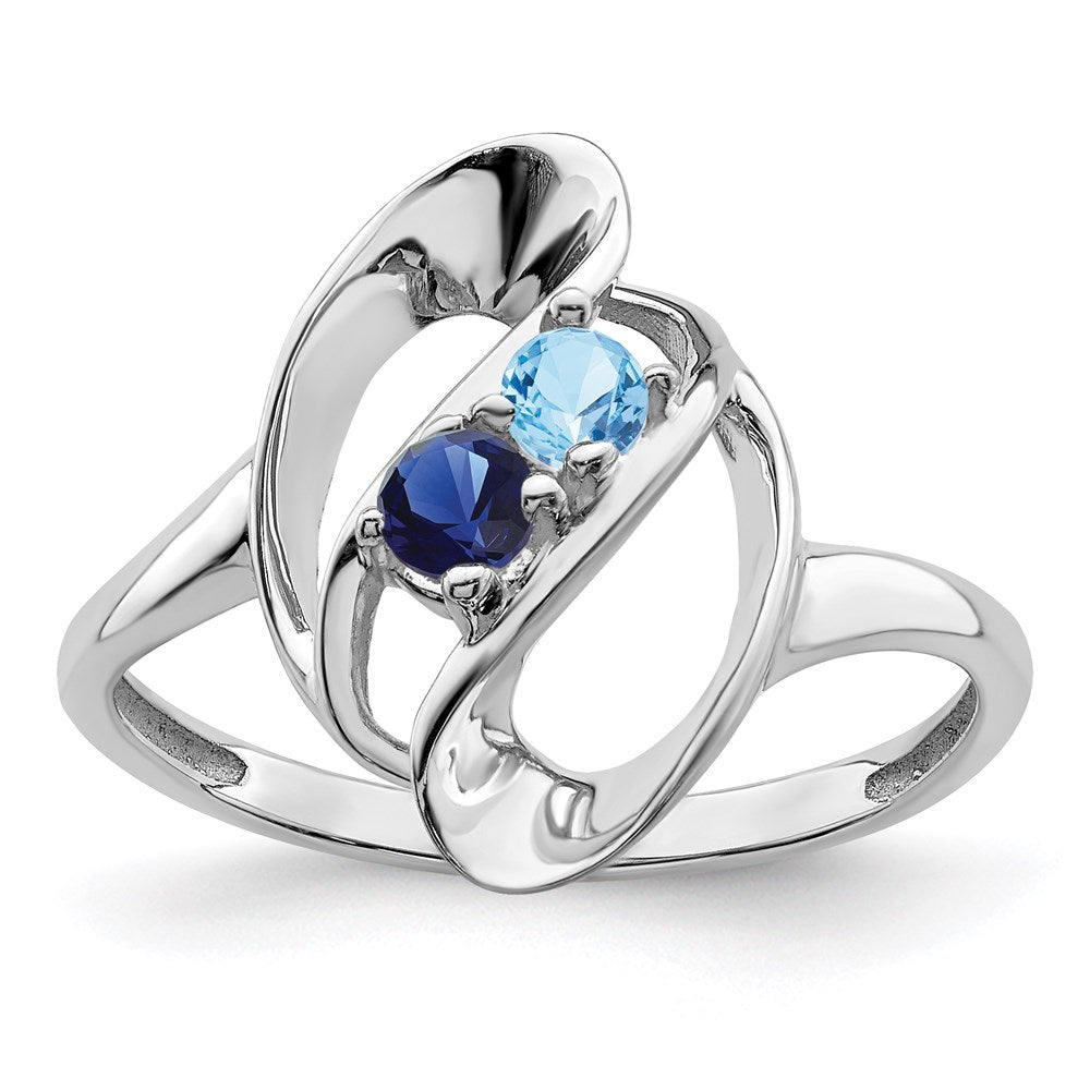 14k White Gold Synthetic Family Jewelry Ring