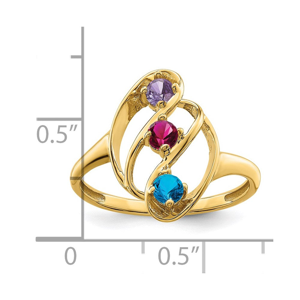 14k Genuine 3 Stone Mother's Ring