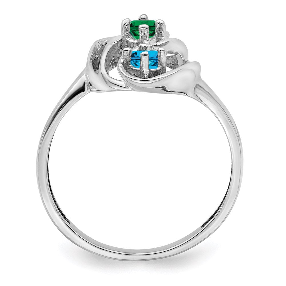 14k White Gold Synthetic Family Jewelry Ring