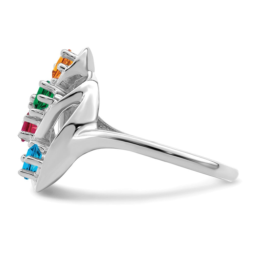 14k White Gold Genuine 4 Stone Mother's Ring