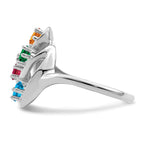 14k White Gold Synthetic Family Jewelry Ring