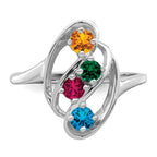 14k White Gold Synthetic Family Jewelry Ring