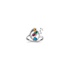 14k White Gold Genuine 4 Stone Mother's Ring