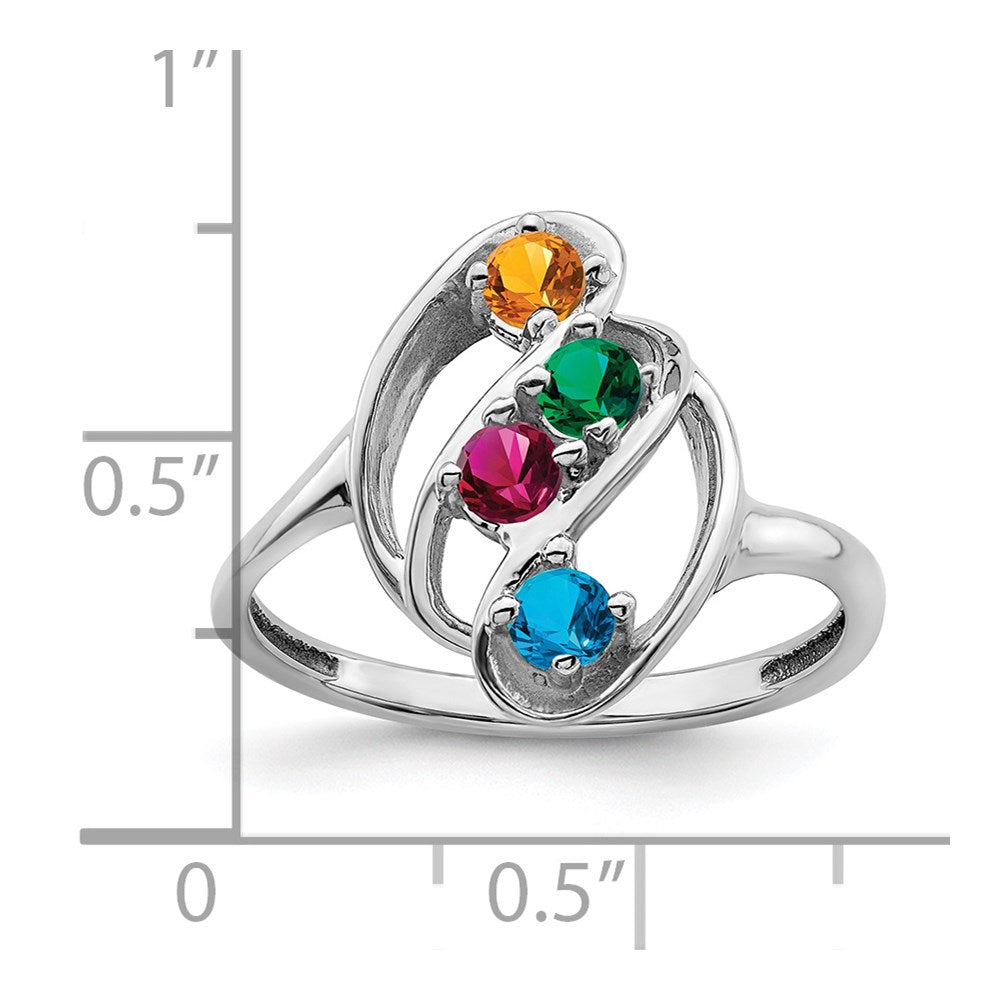 14k White Gold Genuine 4 Stone Mother's Ring