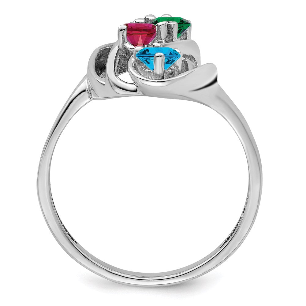 14k White Gold Genuine 4 Stone Mother's Ring