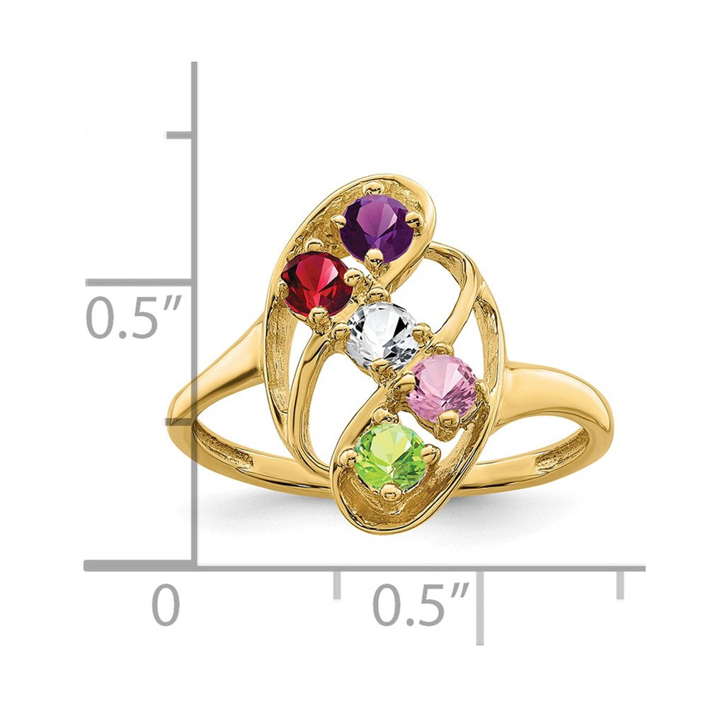 14k Genuine 5 Stone Mother's Ring