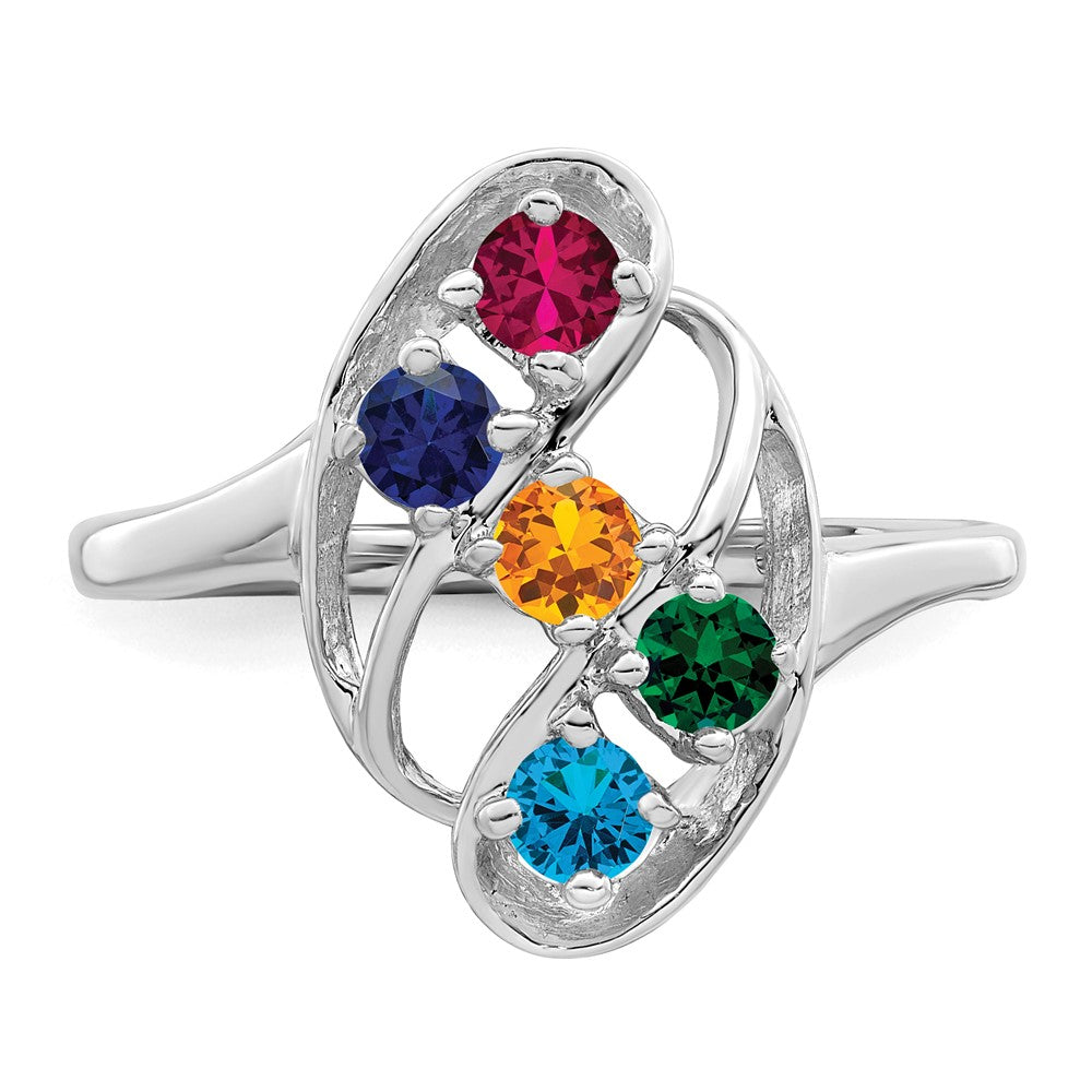 14k White Gold 3mm Synthetic Family Jewelry Ring