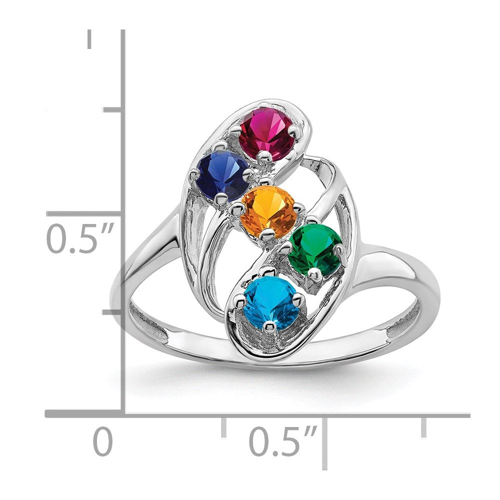 14k White Gold 3mm Synthetic Family Jewelry Ring
