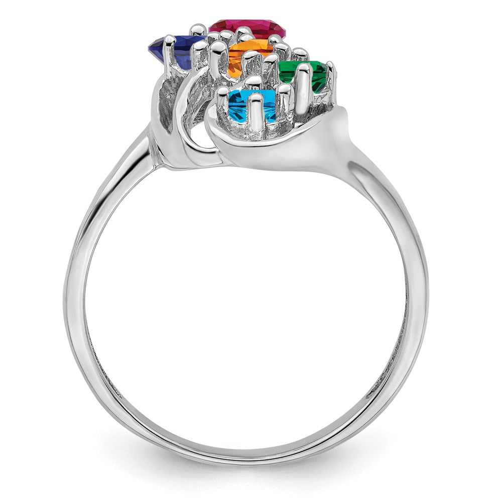 14k White Gold 3mm Synthetic Family Jewelry Ring