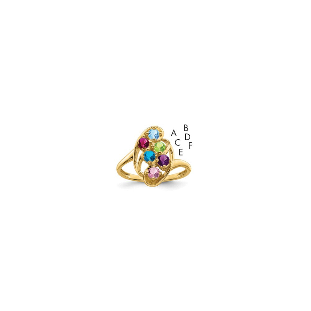 14k Genuine 6 Stone Mother's Ring