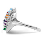 14k White Gold Synthetic Family Jewelry Ring