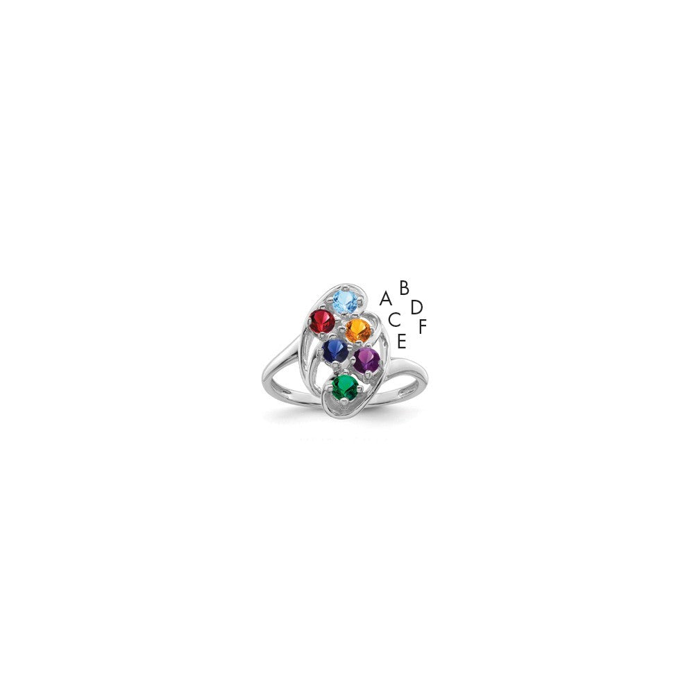 14k White Gold Synthetic Family Jewelry Ring