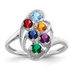 14k White Gold Synthetic Family Jewelry Ring