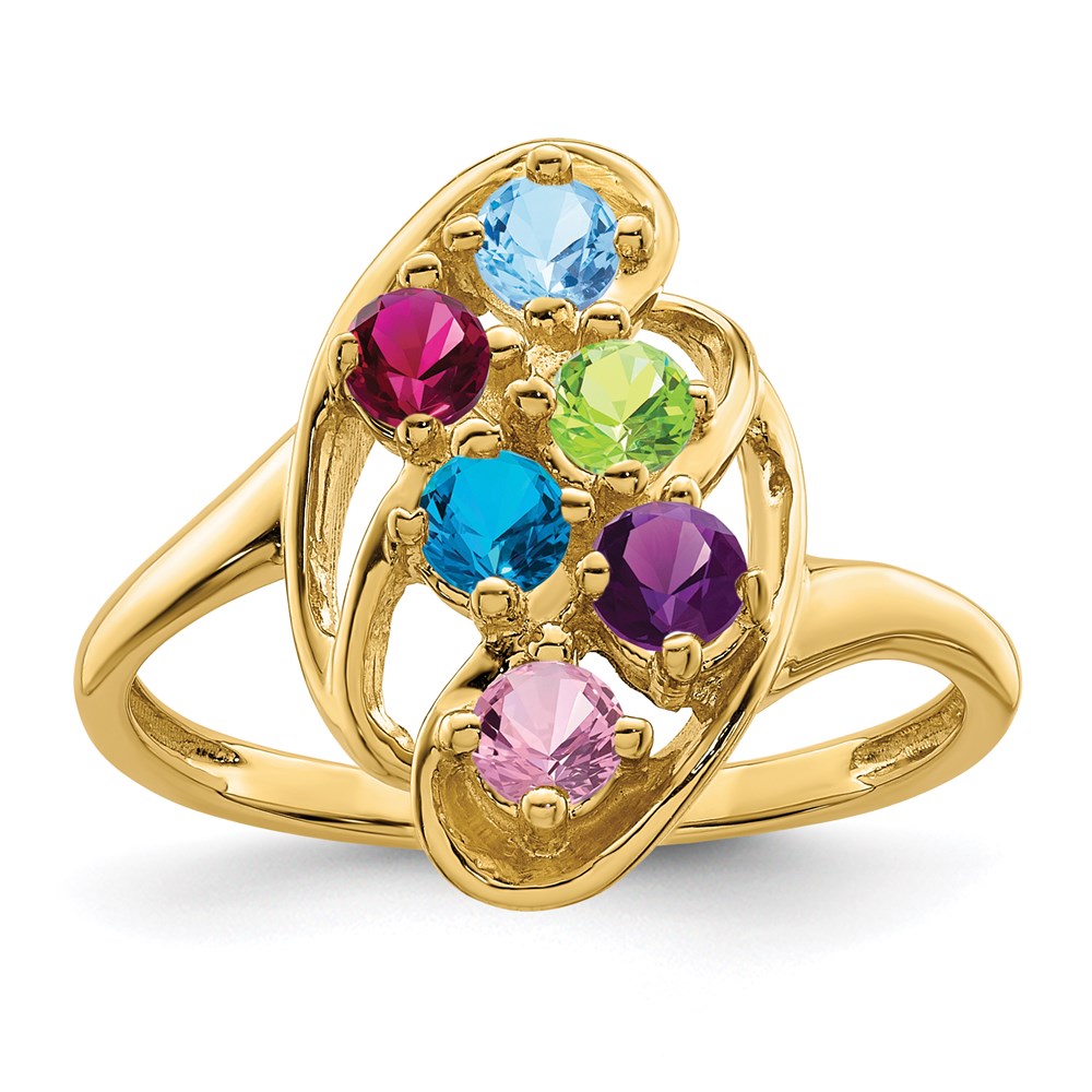 14k Synthetic Family Jewelry Ring