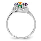 14k White Gold Synthetic Family Jewelry Ring
