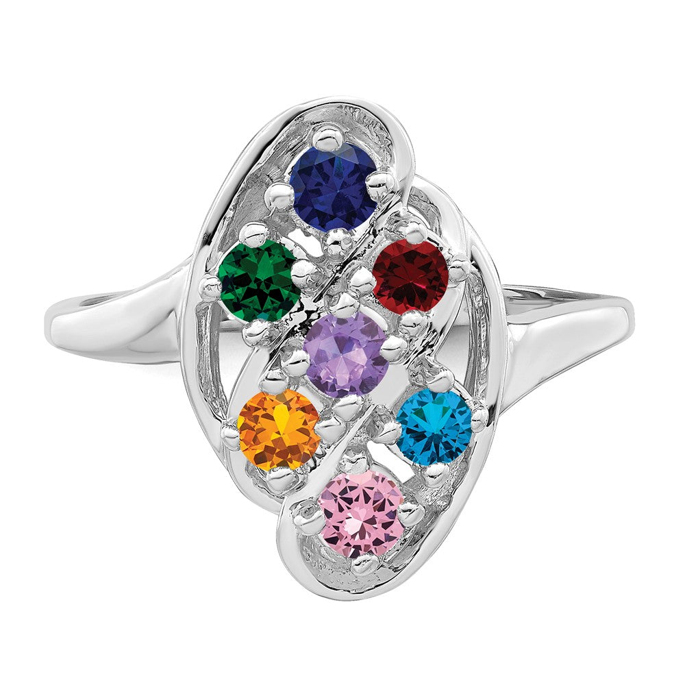 10k White Gold Synthetic Family jewelry ring