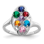 10k White Gold Synthetic Family jewelry ring