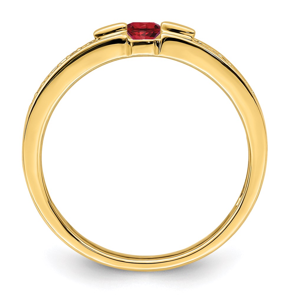 14K Family Jewelry Synthetic Stone & Diamond Set Ring
