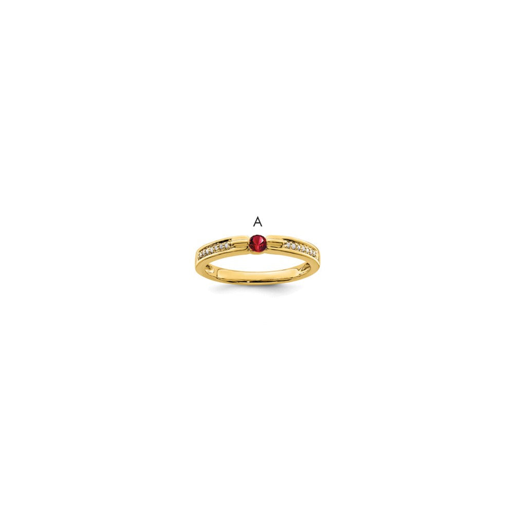 14K Family Jewelry Synthetic Stone & Diamond Set Ring